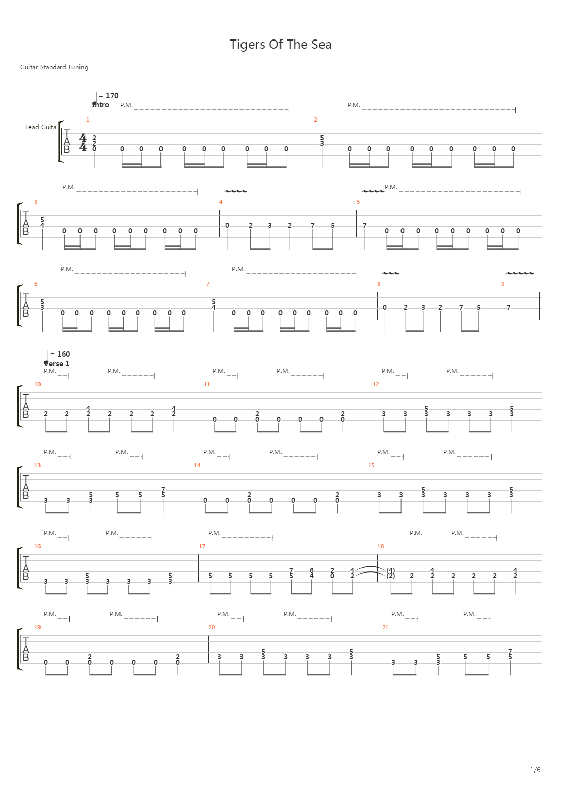 Tigers Of The Sea吉他谱