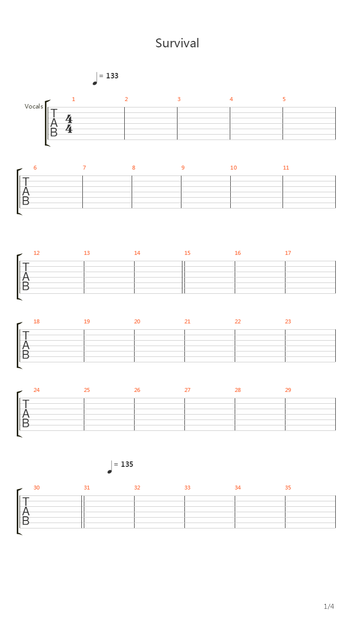 Survival吉他谱