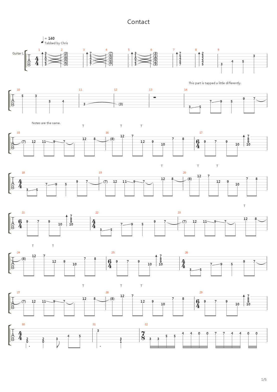 Contact吉他谱