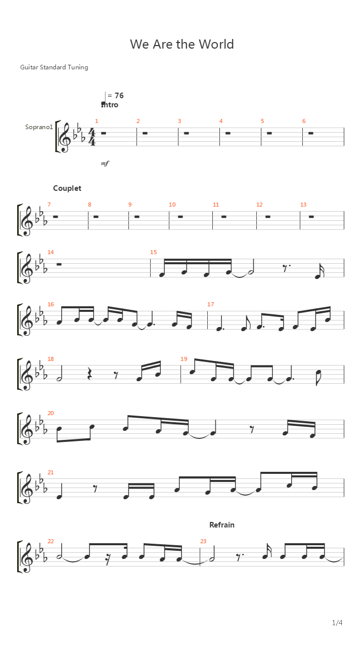 We Are The World吉他谱