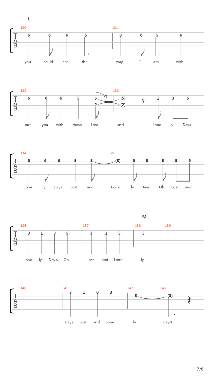 Lost And Lonely Days吉他谱