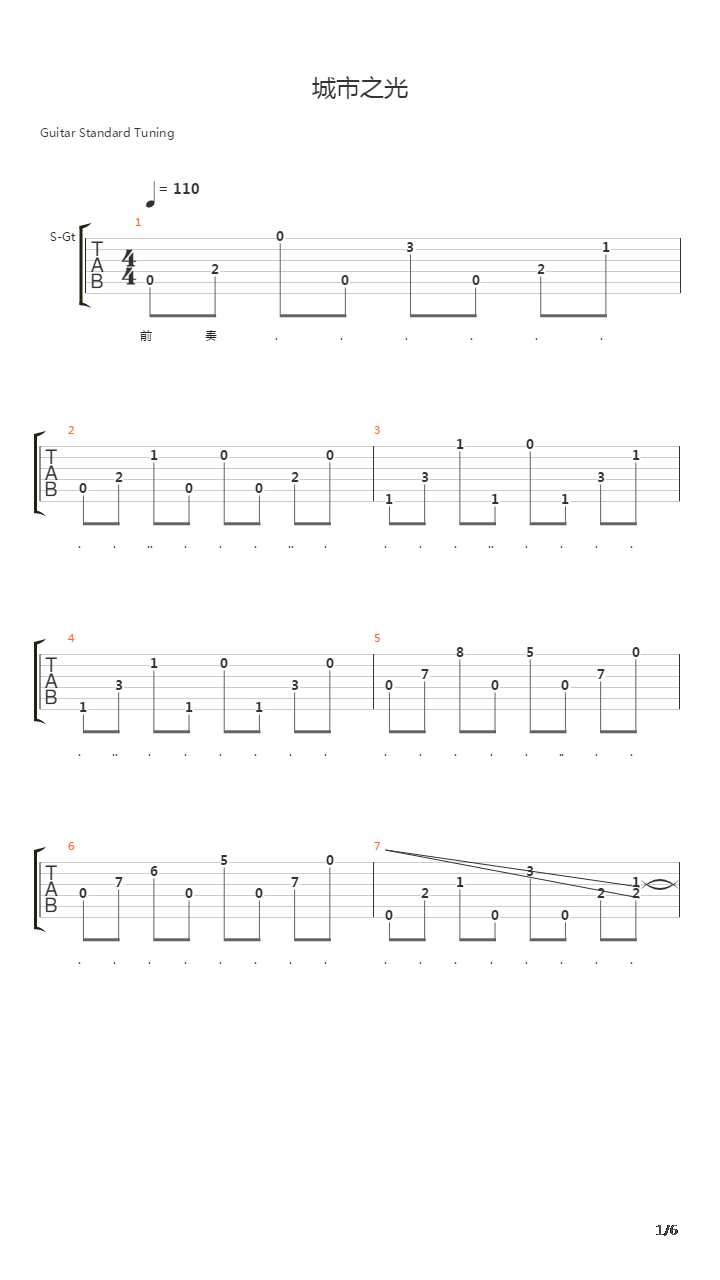 城市之光吉他谱