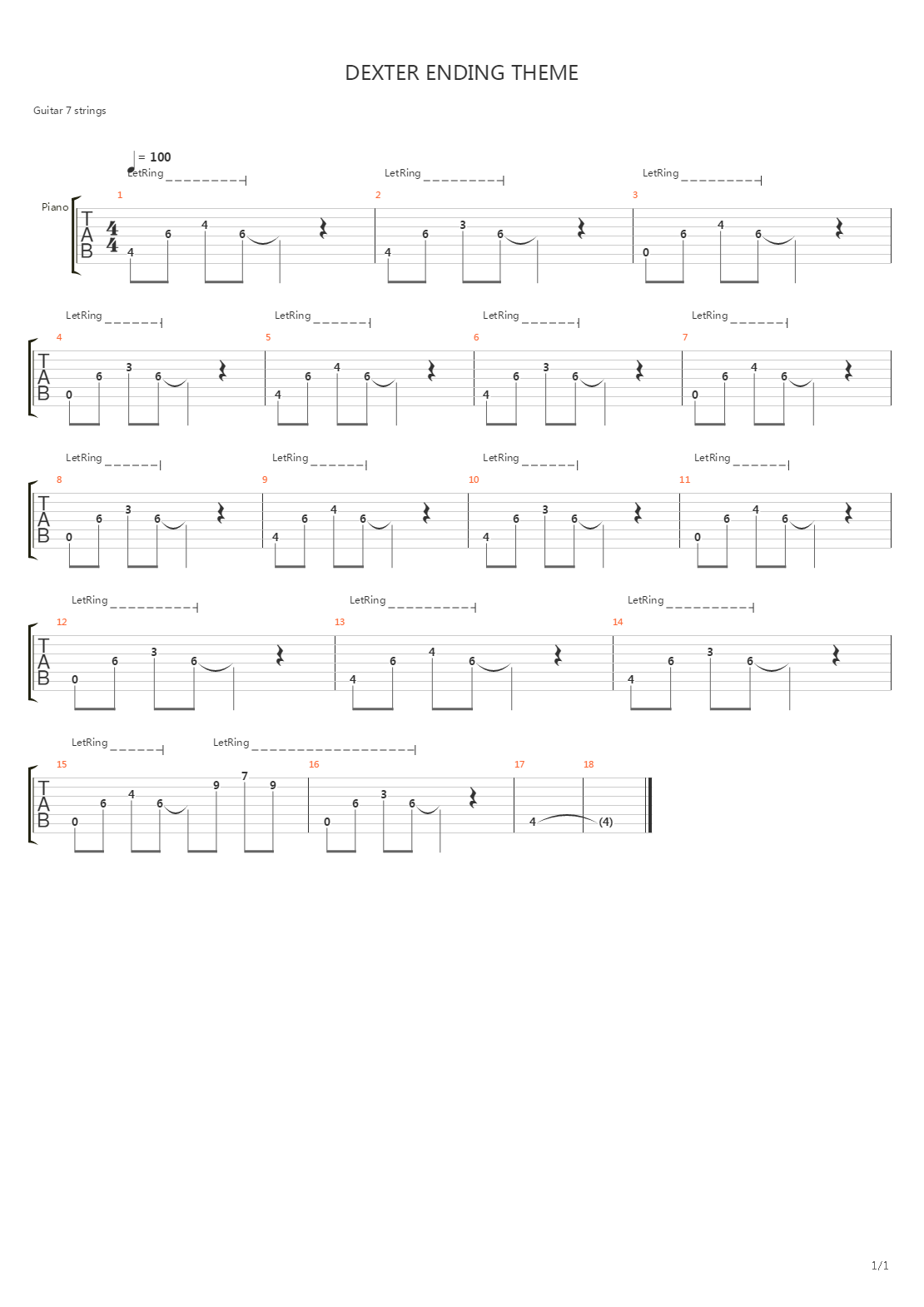 Dexter(嗜血法医) - Ending Theme吉他谱