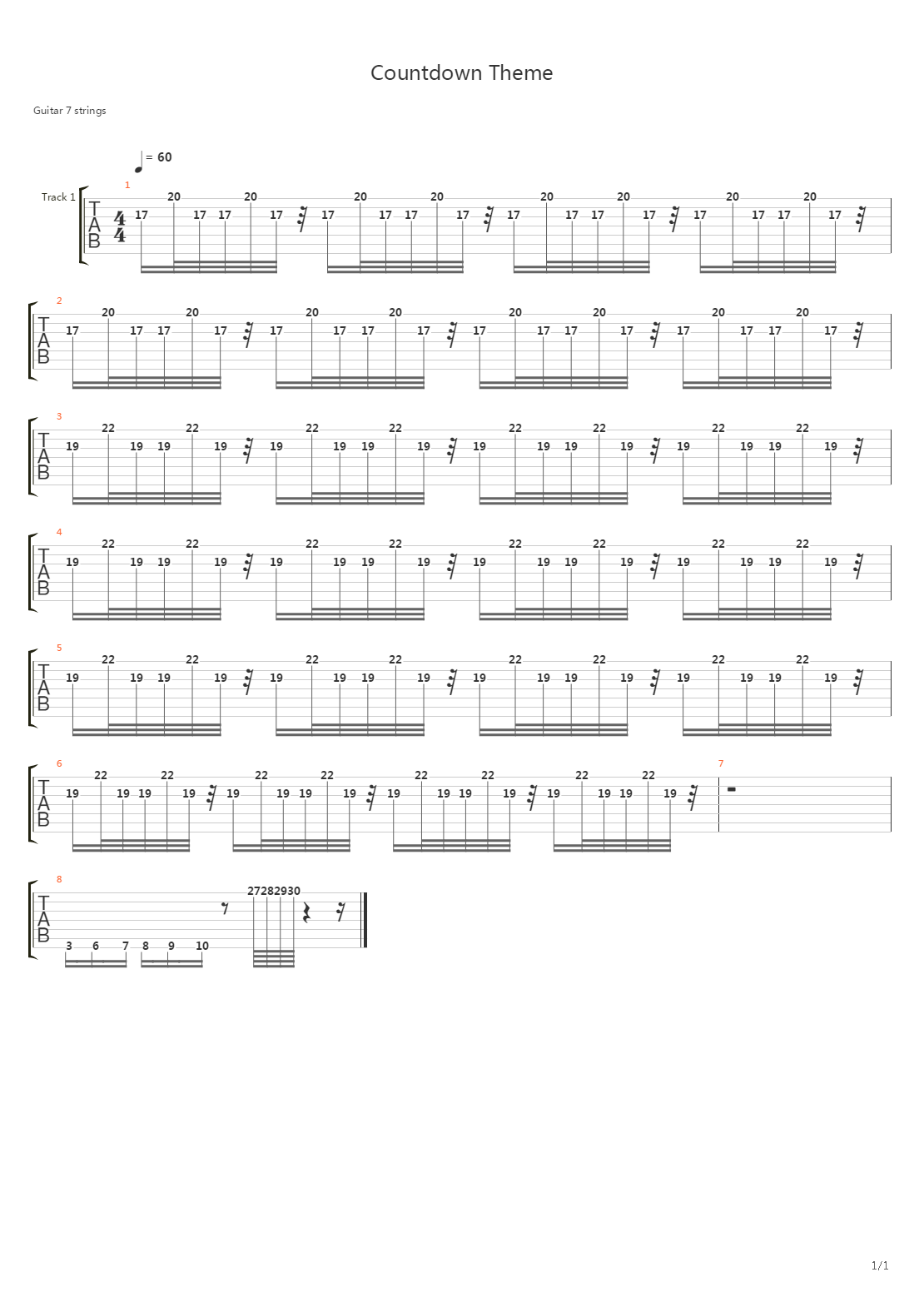 Countdown - Theme吉他谱