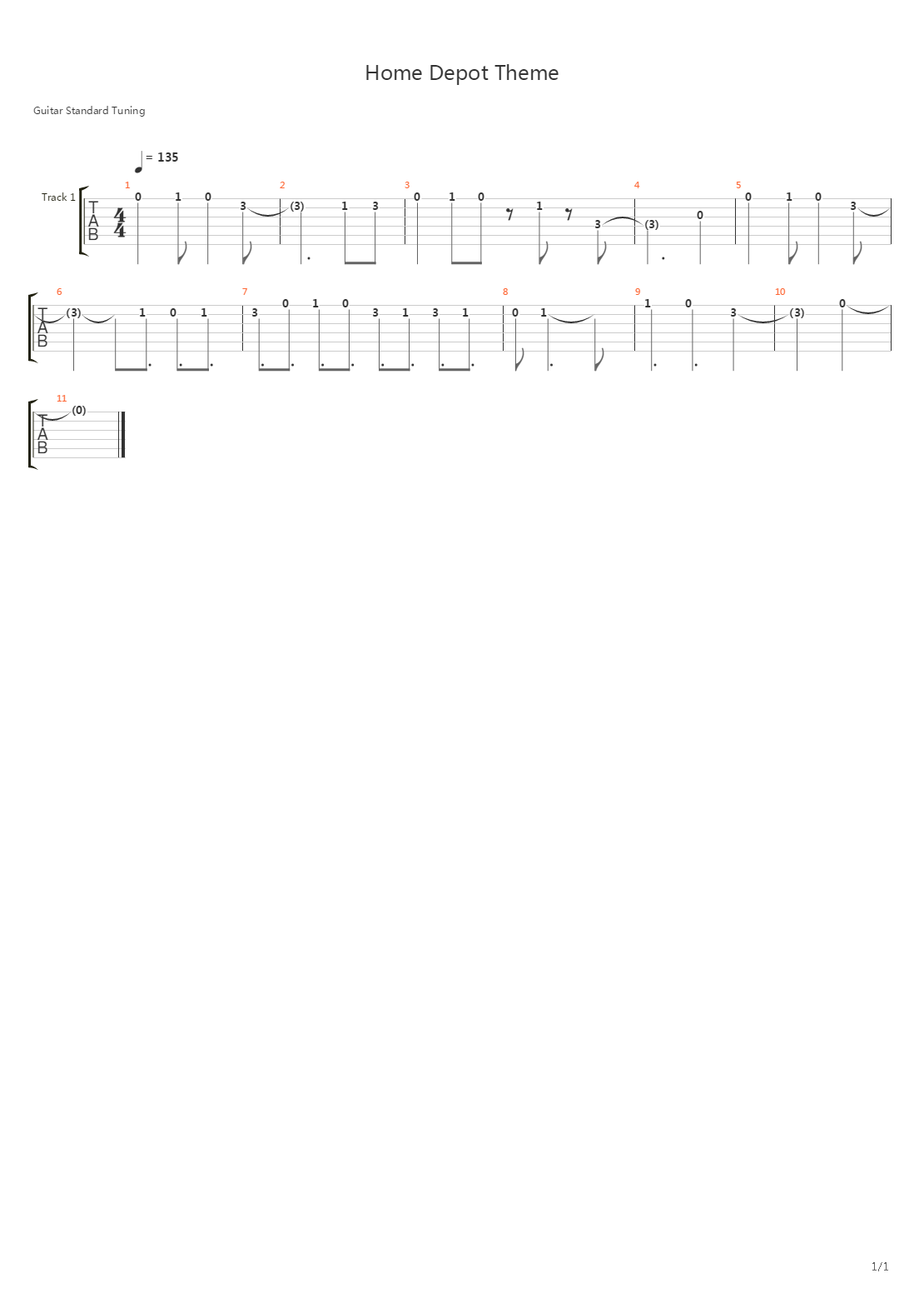 Home Depot(家得宝) - Theme吉他谱