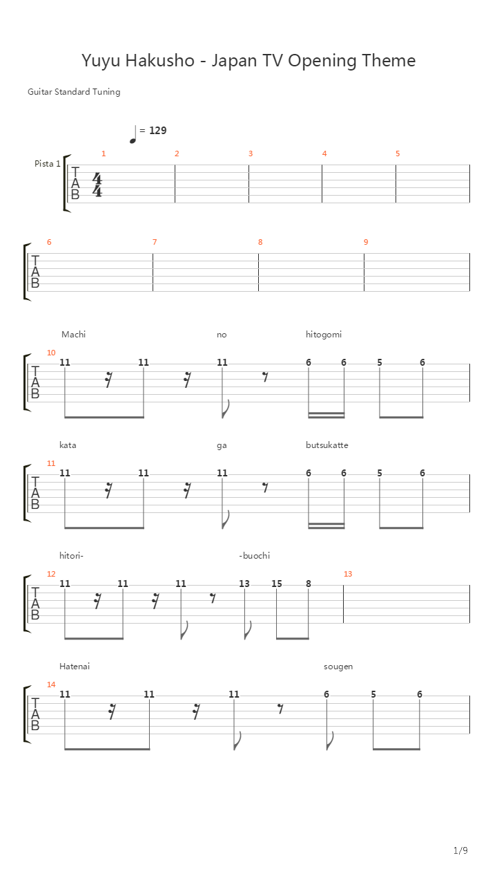 Japan Tv - Opening Theme吉他谱