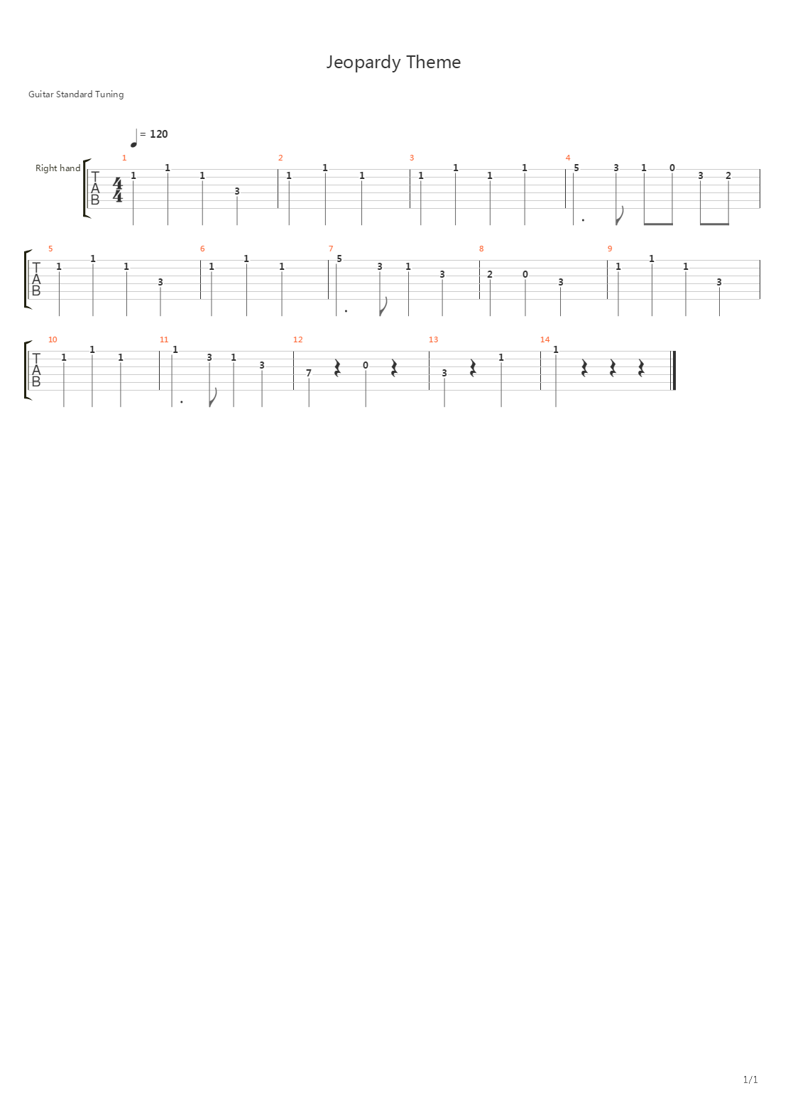 Jeopardy(危险边缘) - Theme吉他谱