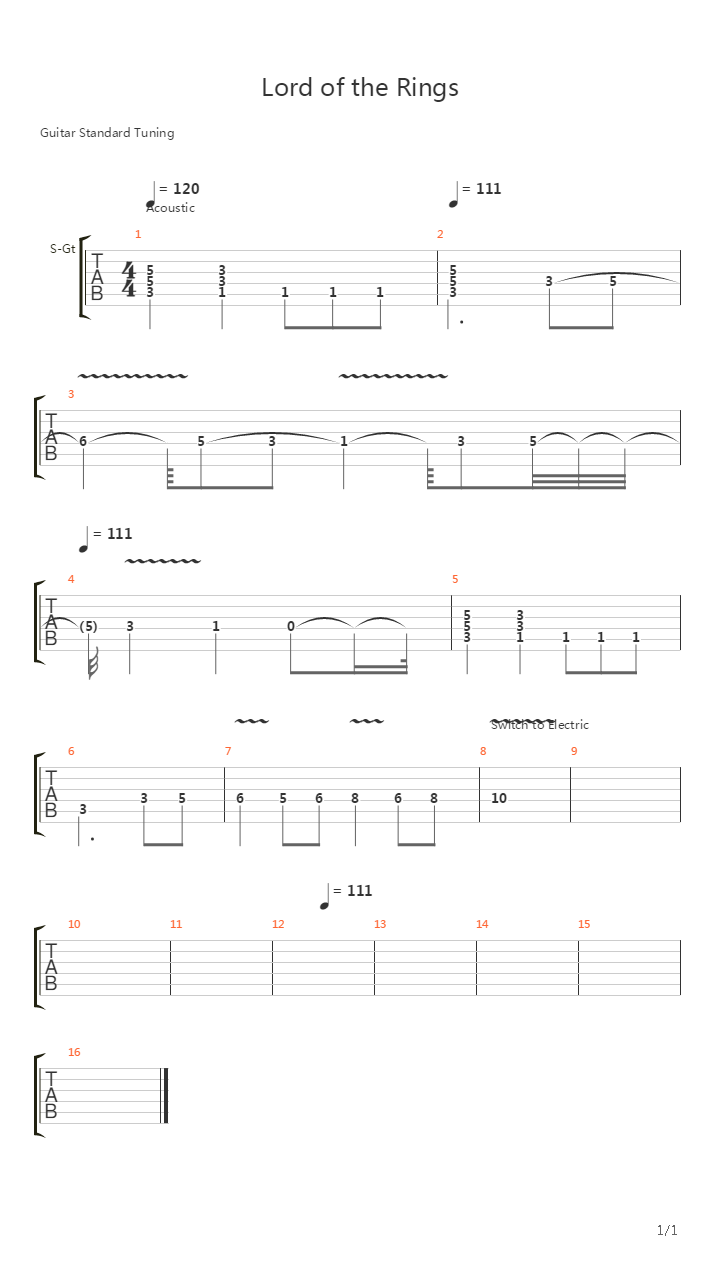 Lord Of The Rings(指环王) - Bridge of Khazad-Dum吉他谱