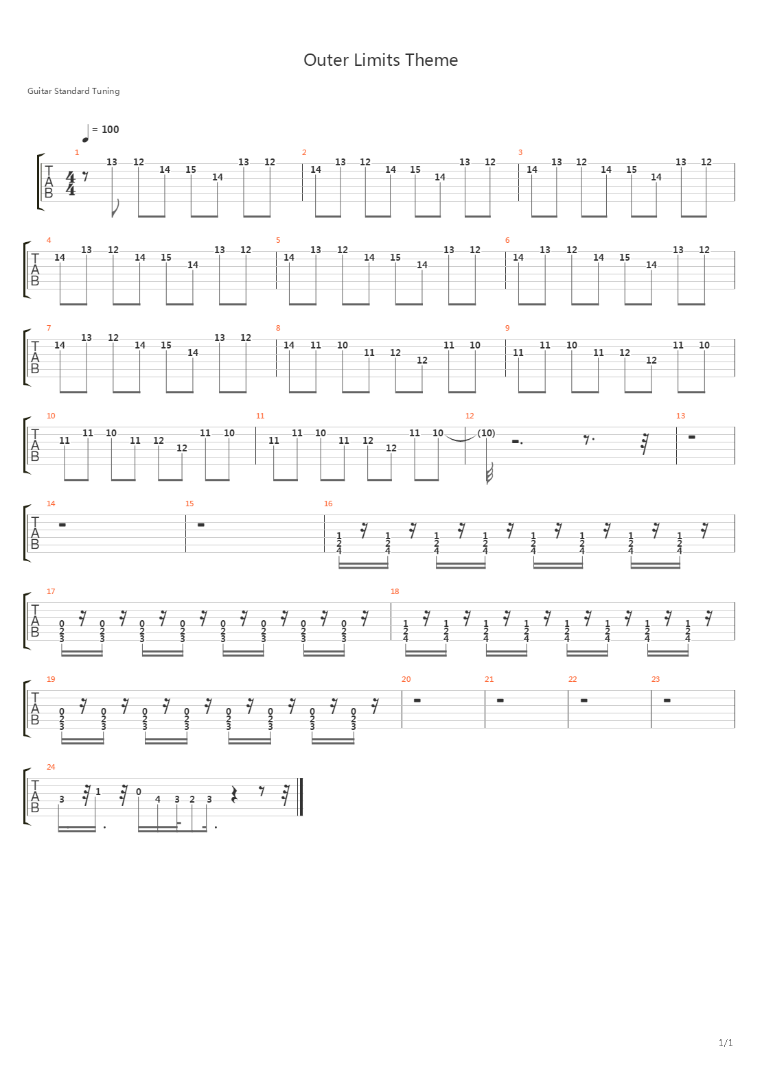 Outer Limits(外星界限) - Theme吉他谱