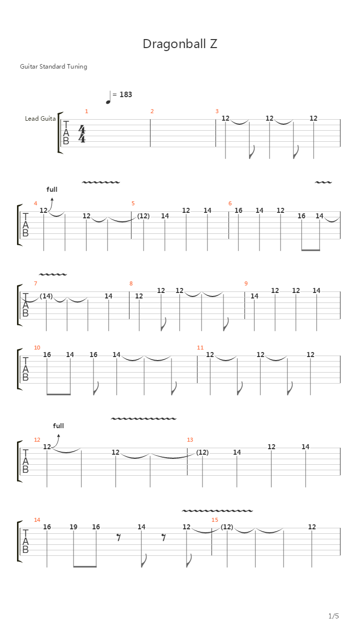 七龙珠 Z - Theme吉他谱