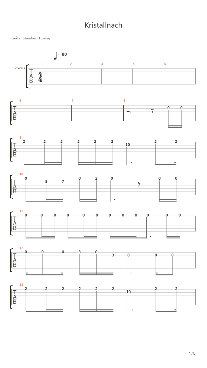 Kristallnach吉他谱