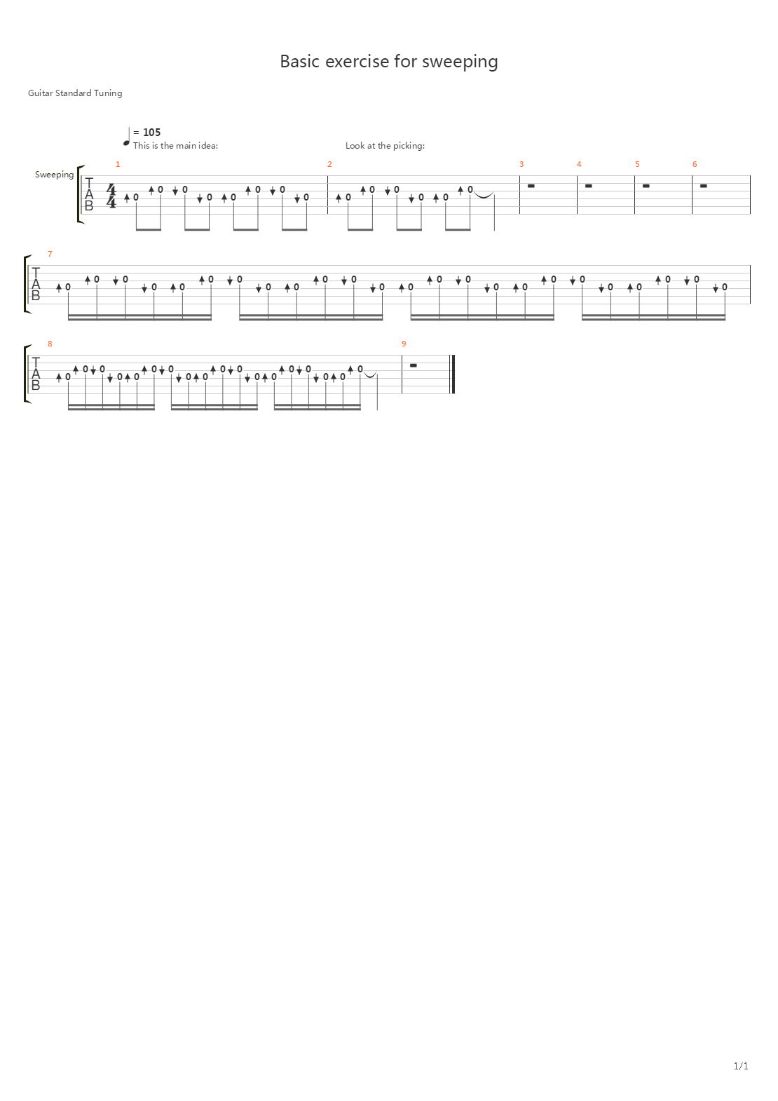 Sweep Excercises - Basic exercise for sweeping吉他谱