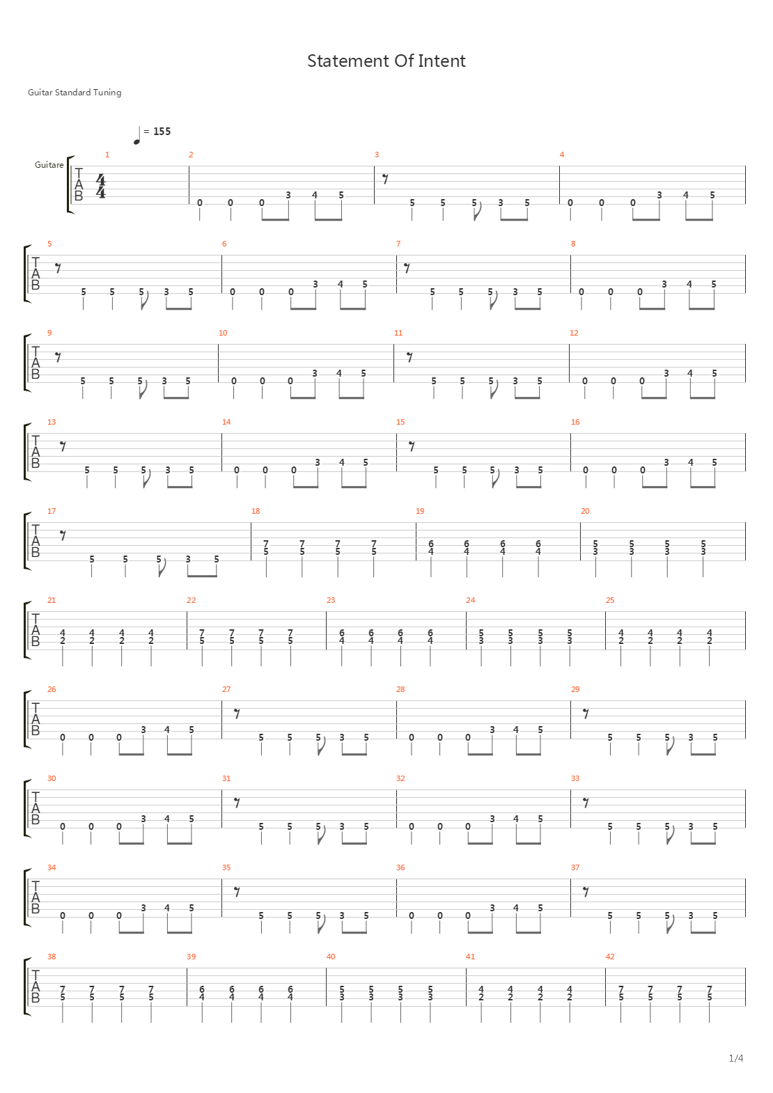 Statement Of Intent吉他谱