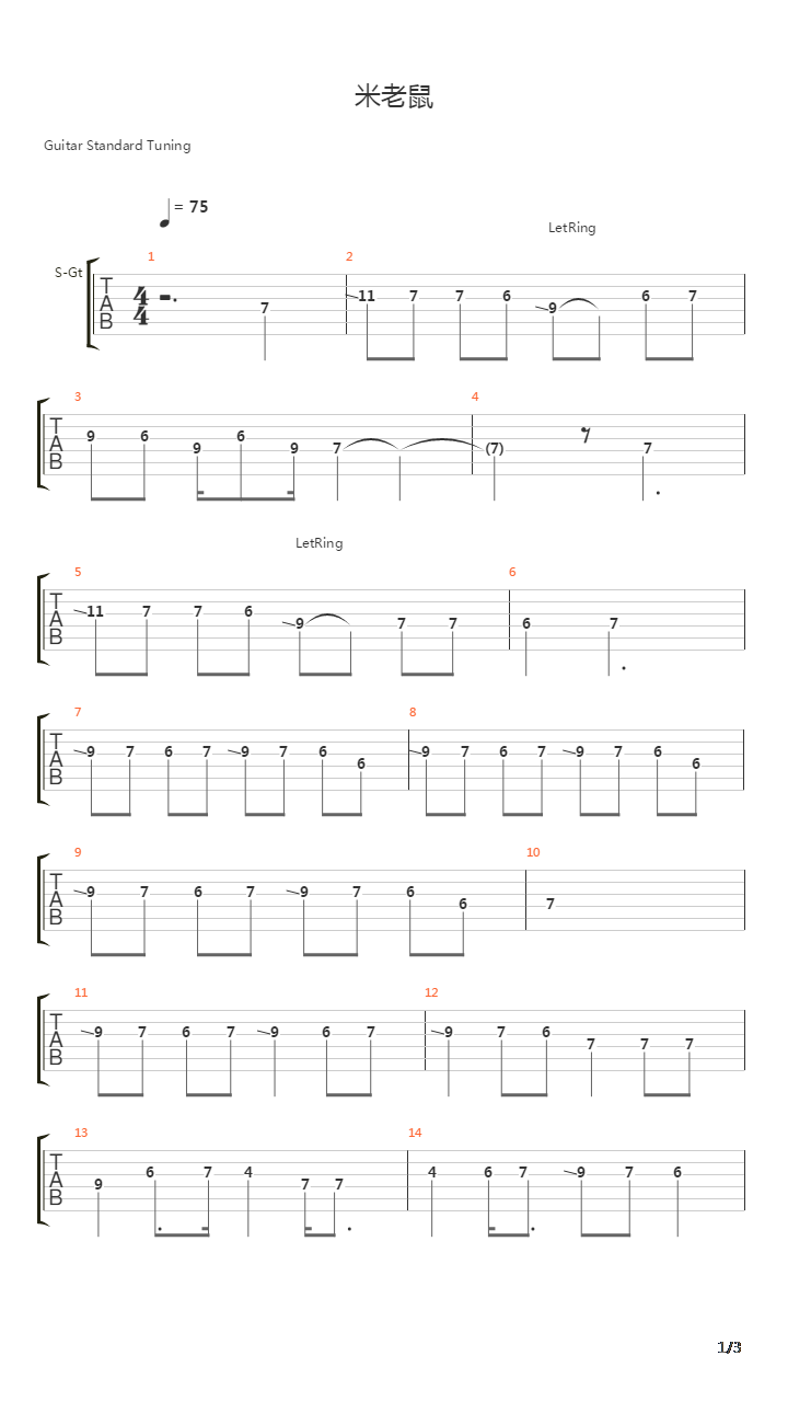 米老鼠(五月天怪獸 Guitar Version)吉他谱