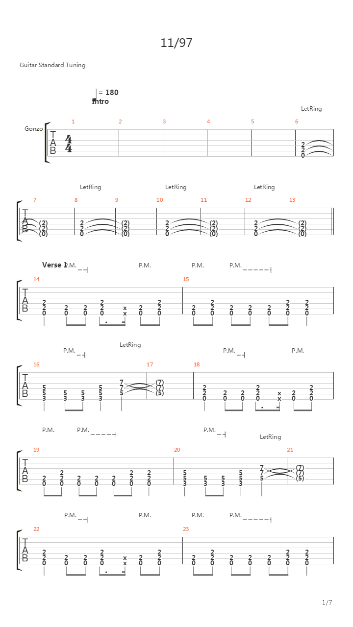 1197吉他谱
