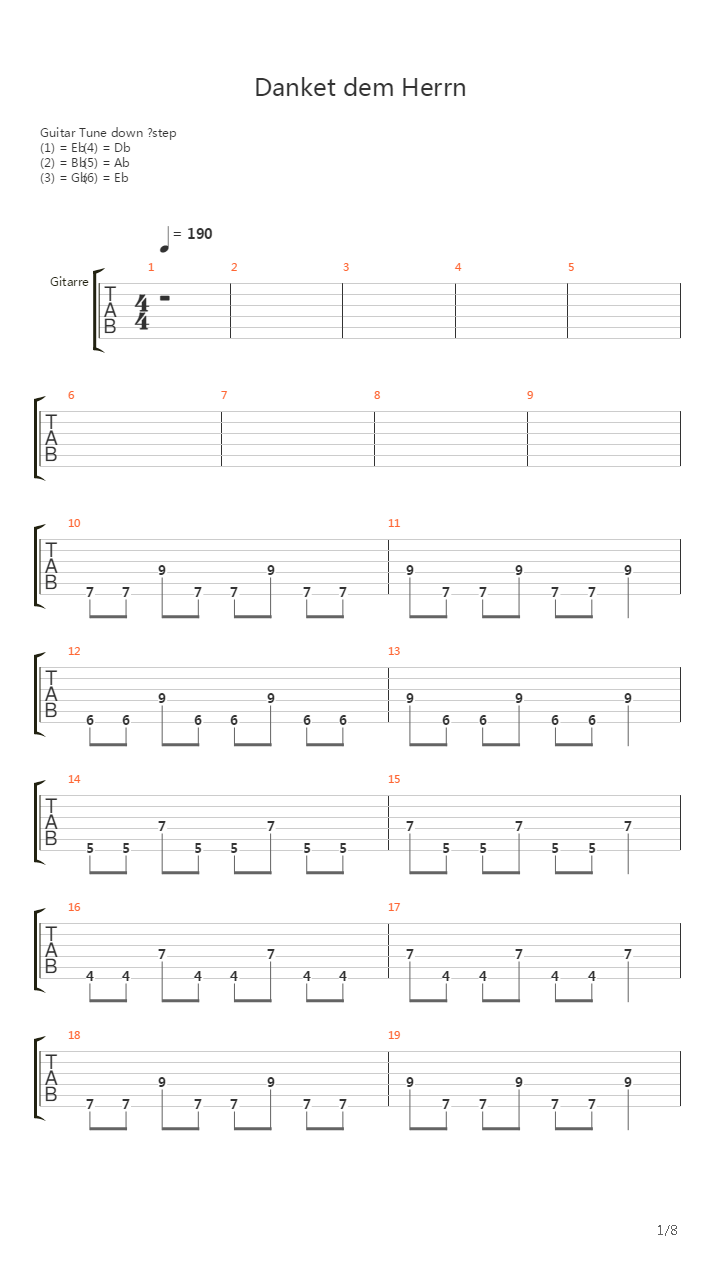 Danket Dem Herrn吉他谱