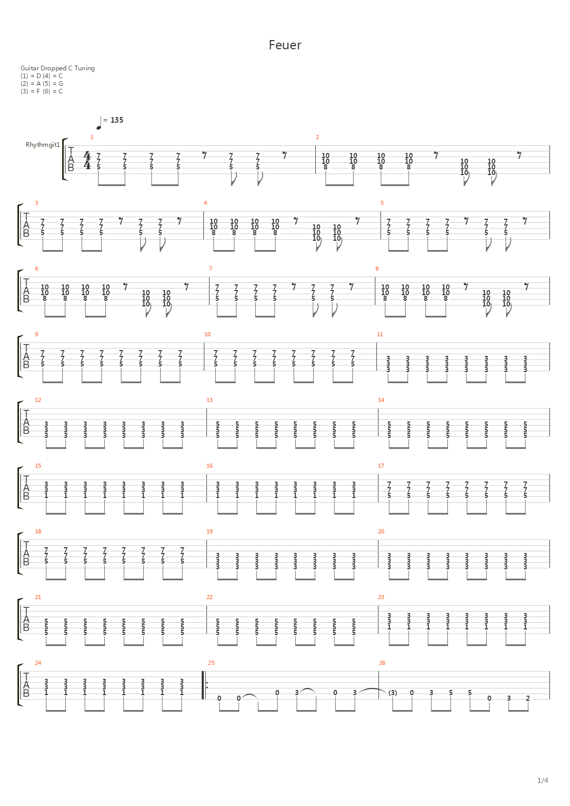 Feuer吉他谱