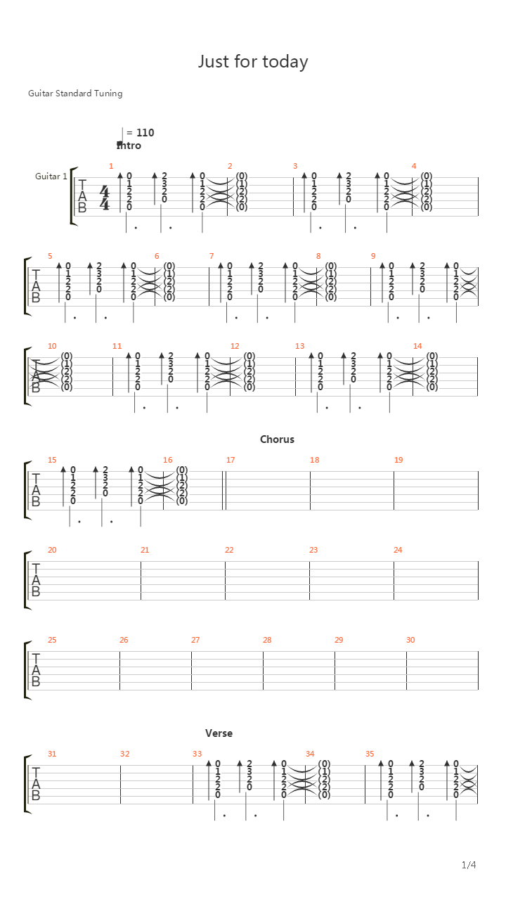 Just For Today吉他谱