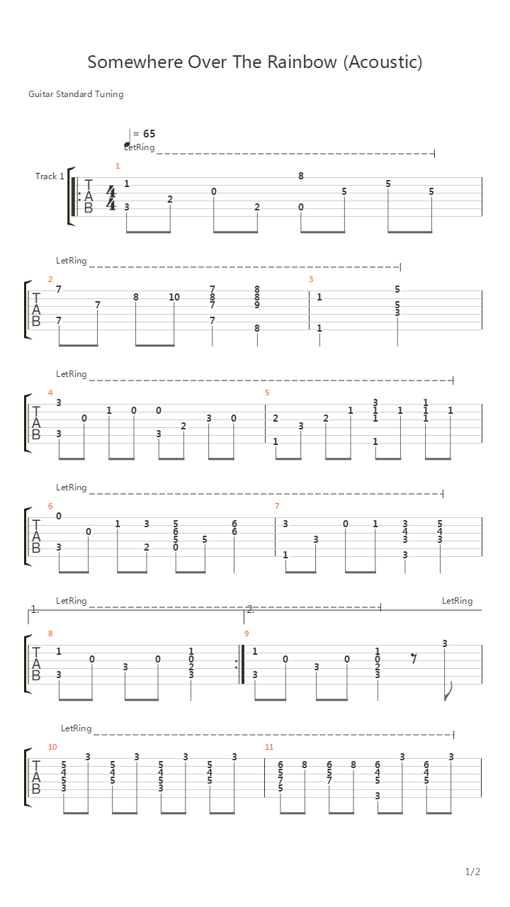 Somewhere Over The Rainbow吉他谱