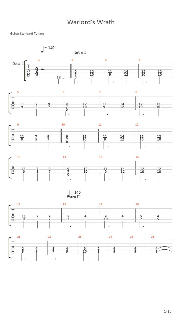 Warlords Wrath吉他谱