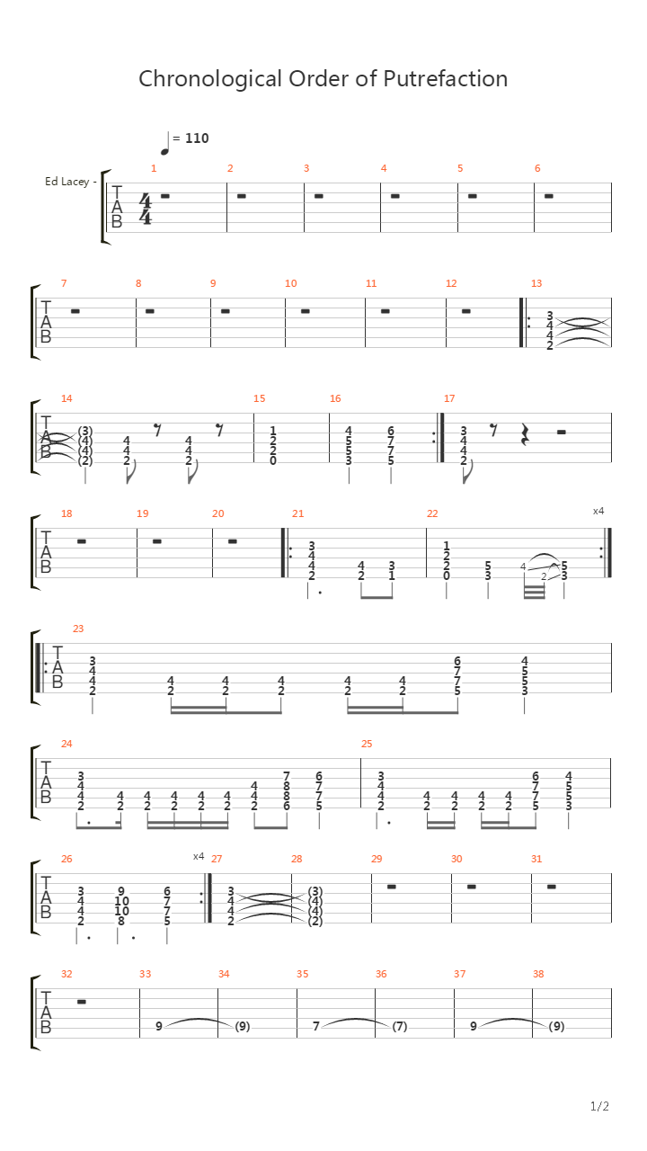 Chronological Order Of Putrefaction吉他谱