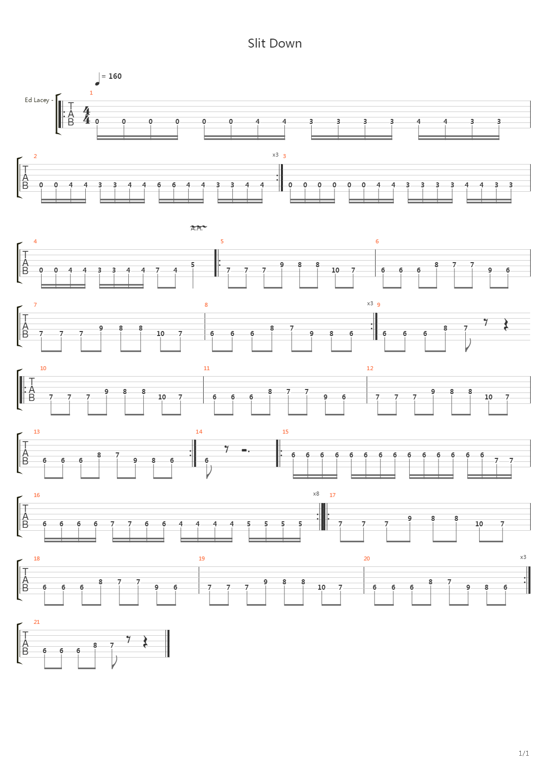 Slit Down吉他谱
