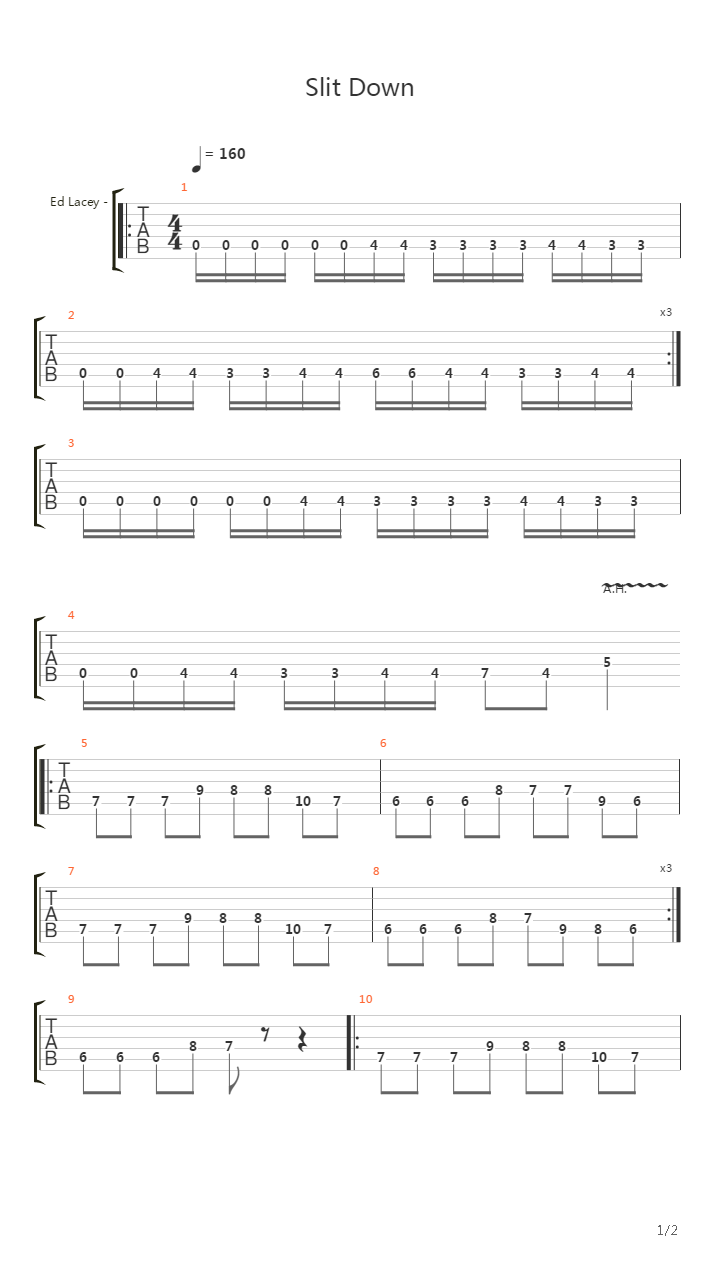 Slit Down吉他谱
