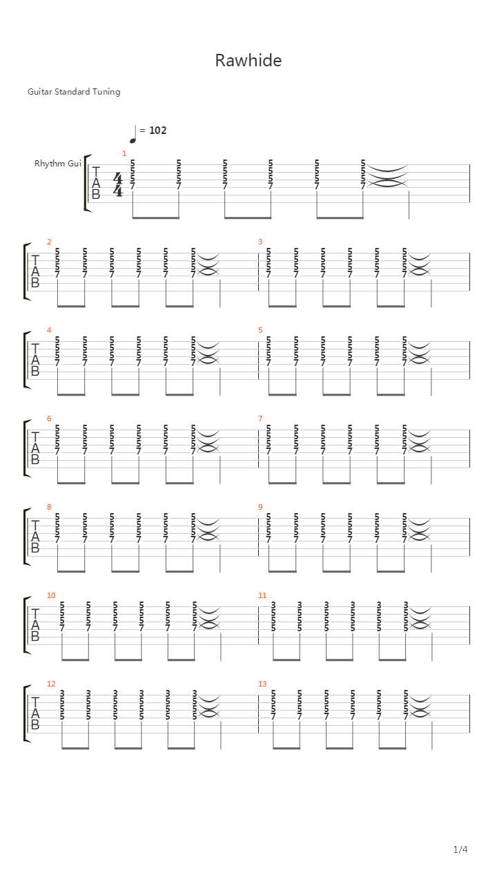 Rawhide吉他谱