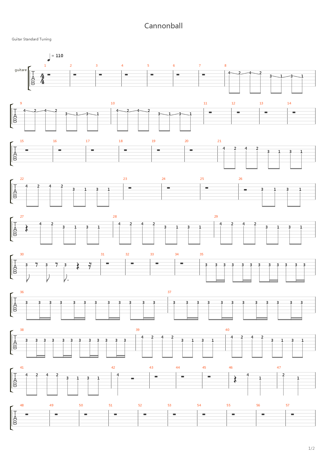 Cannonball吉他谱