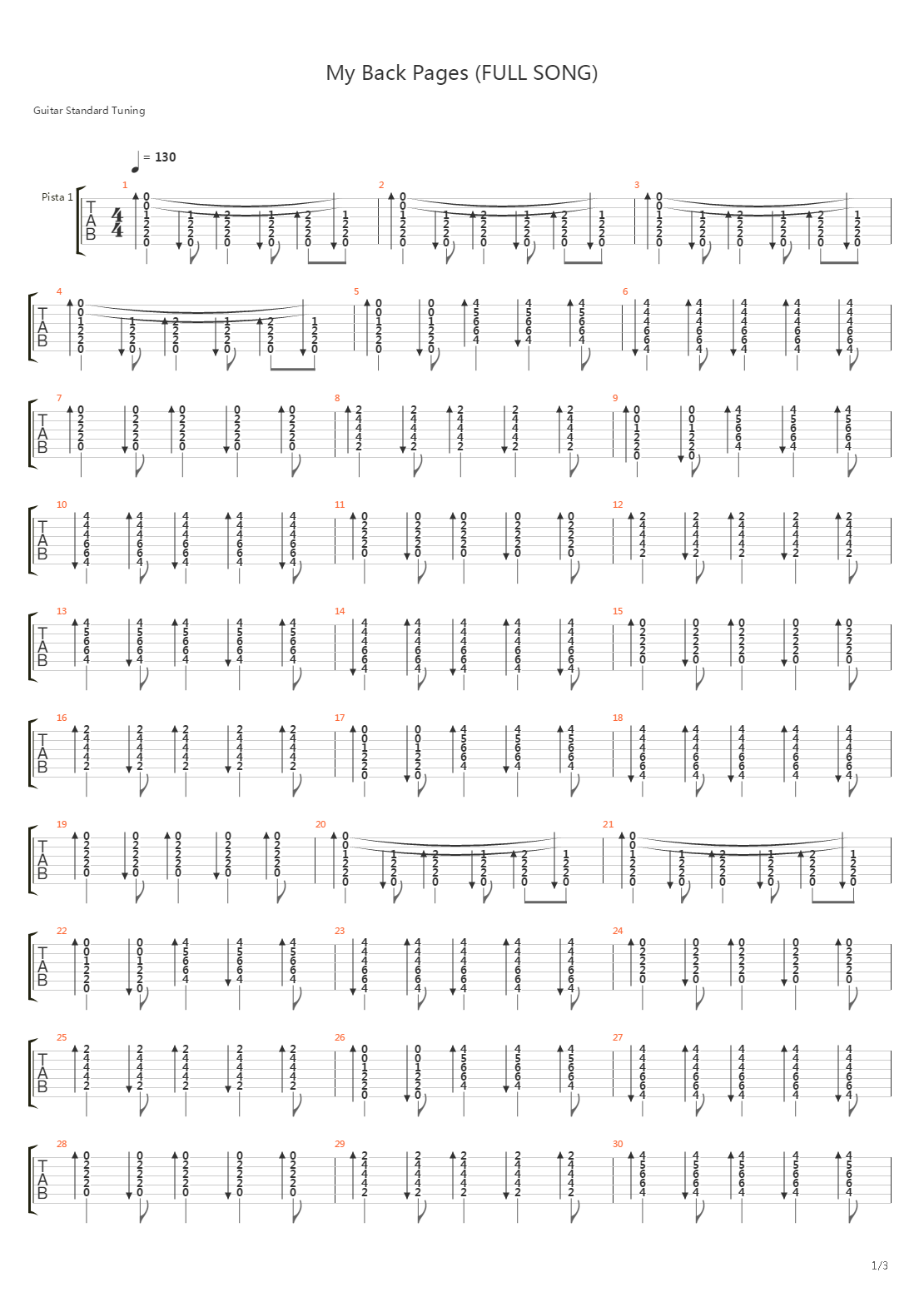 My Back Pages吉他谱