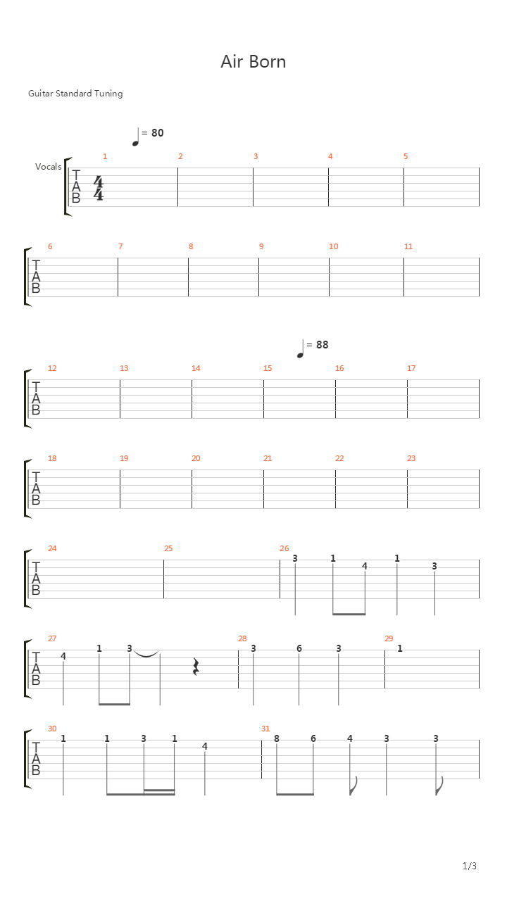 Air Born吉他谱