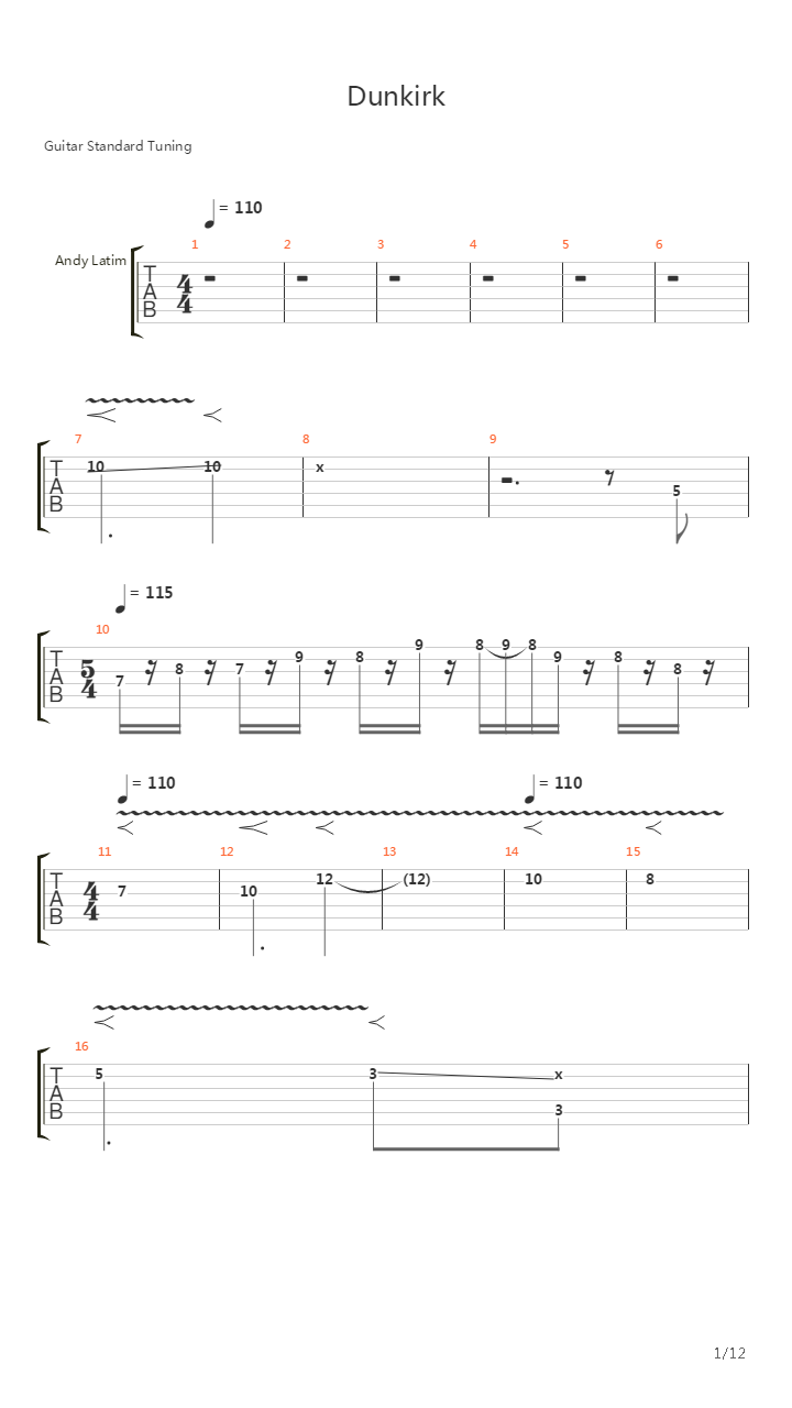 Dunkirk吉他谱