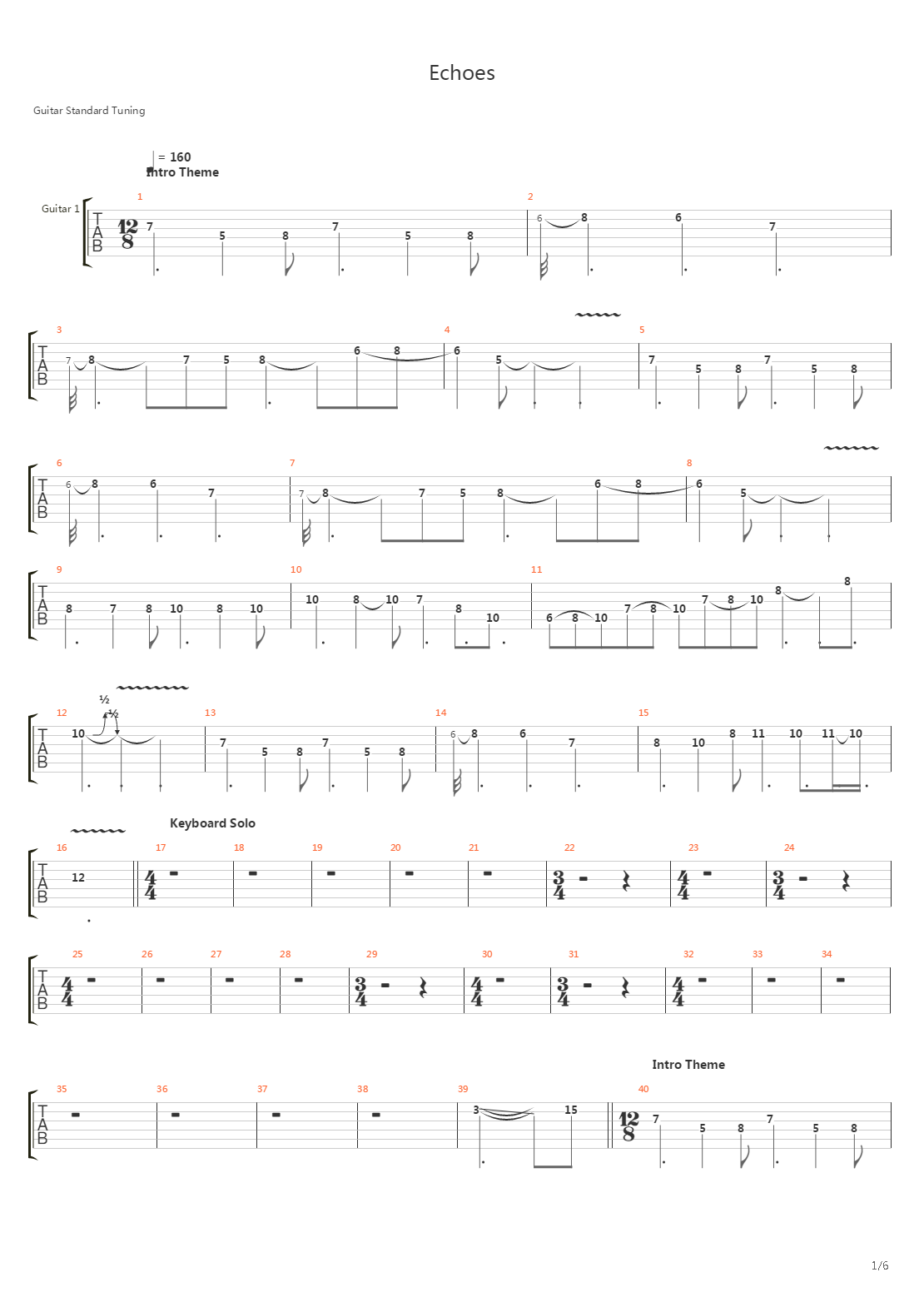 Echoes吉他谱