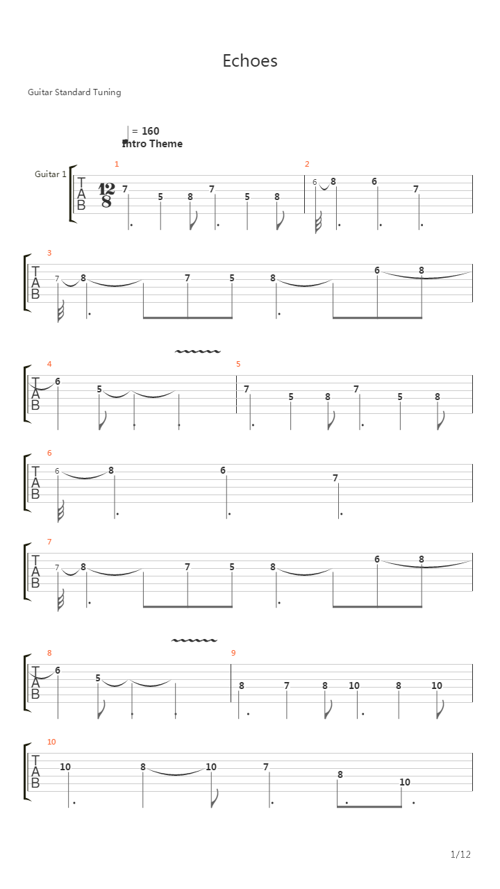 Echoes吉他谱