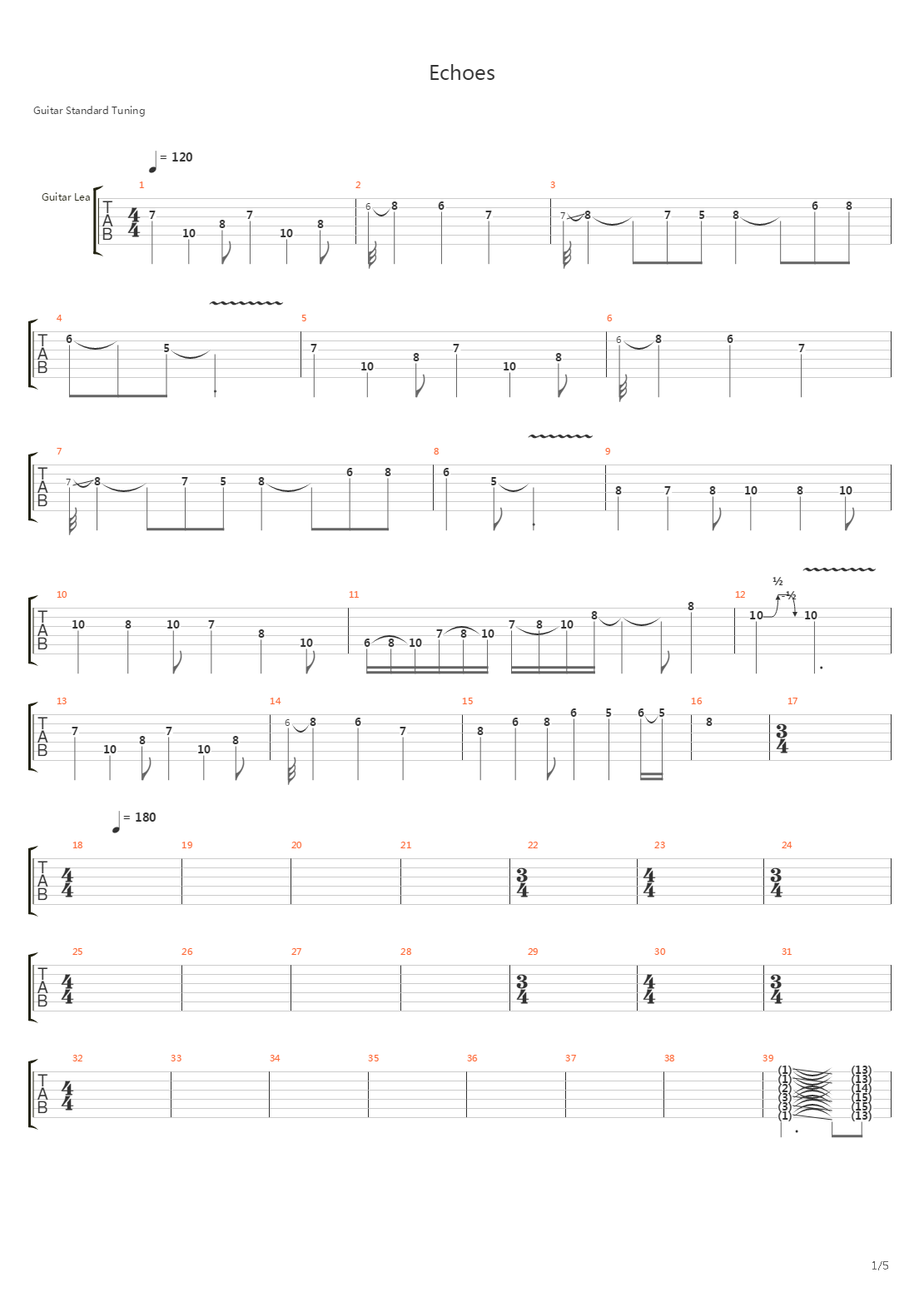 Echoes吉他谱