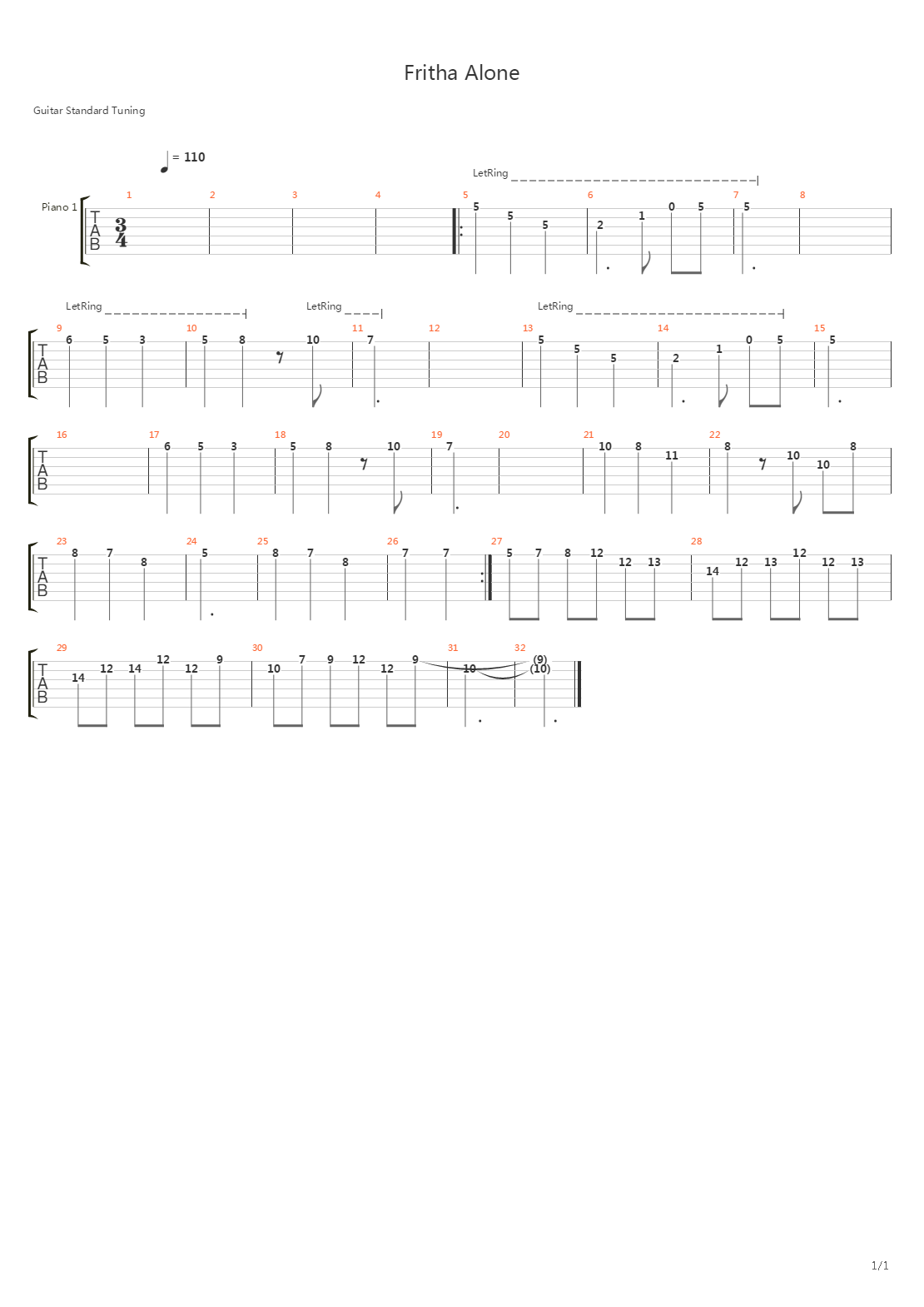 Fritha Alone吉他谱