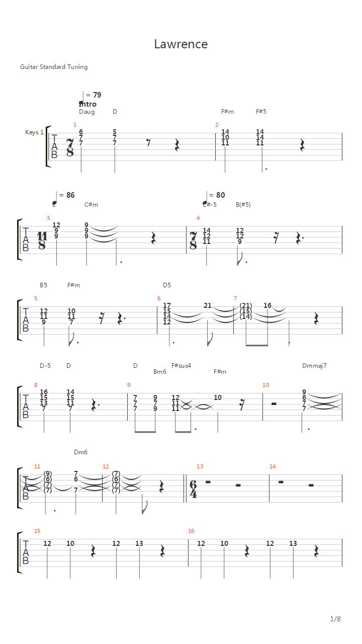 Lawrence吉他谱