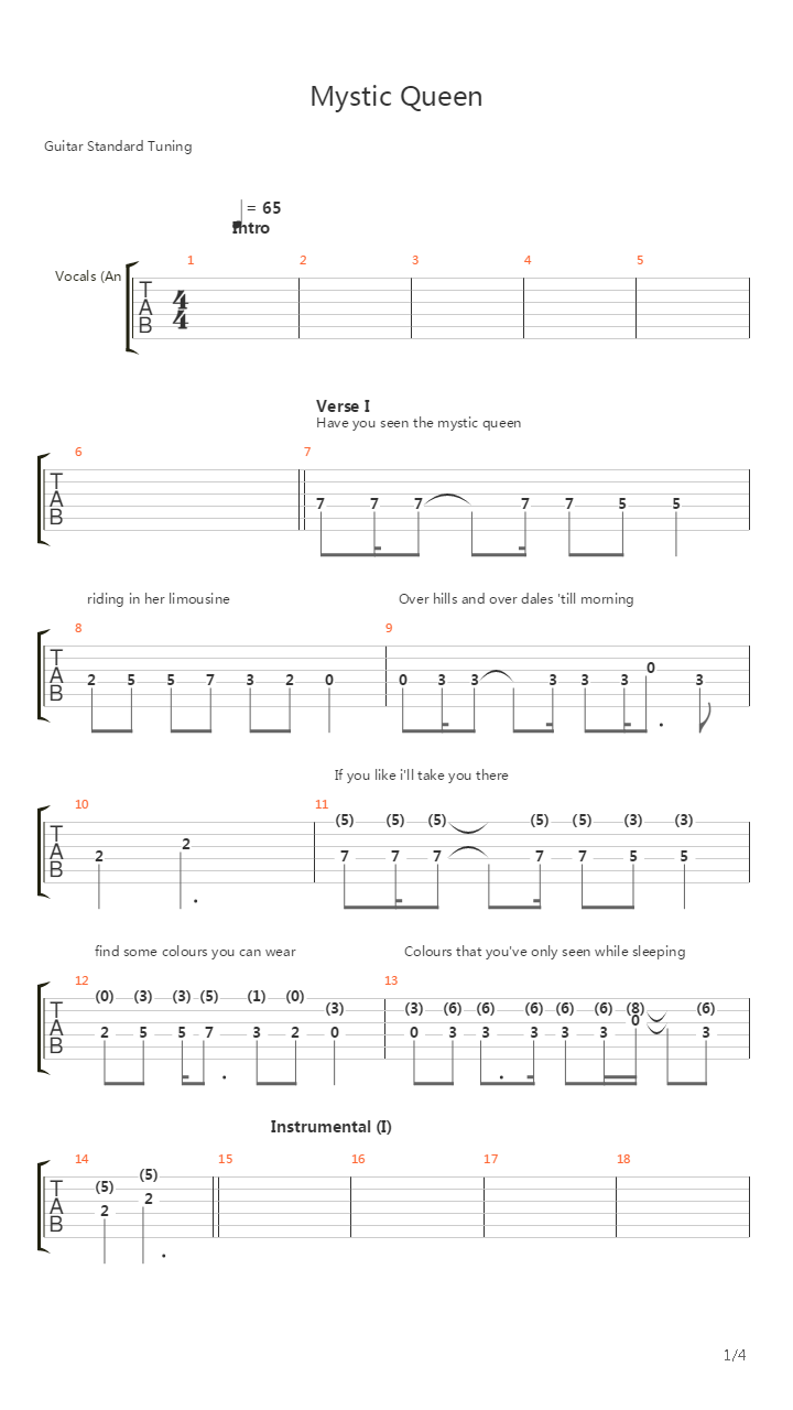 Mystic Queen吉他谱