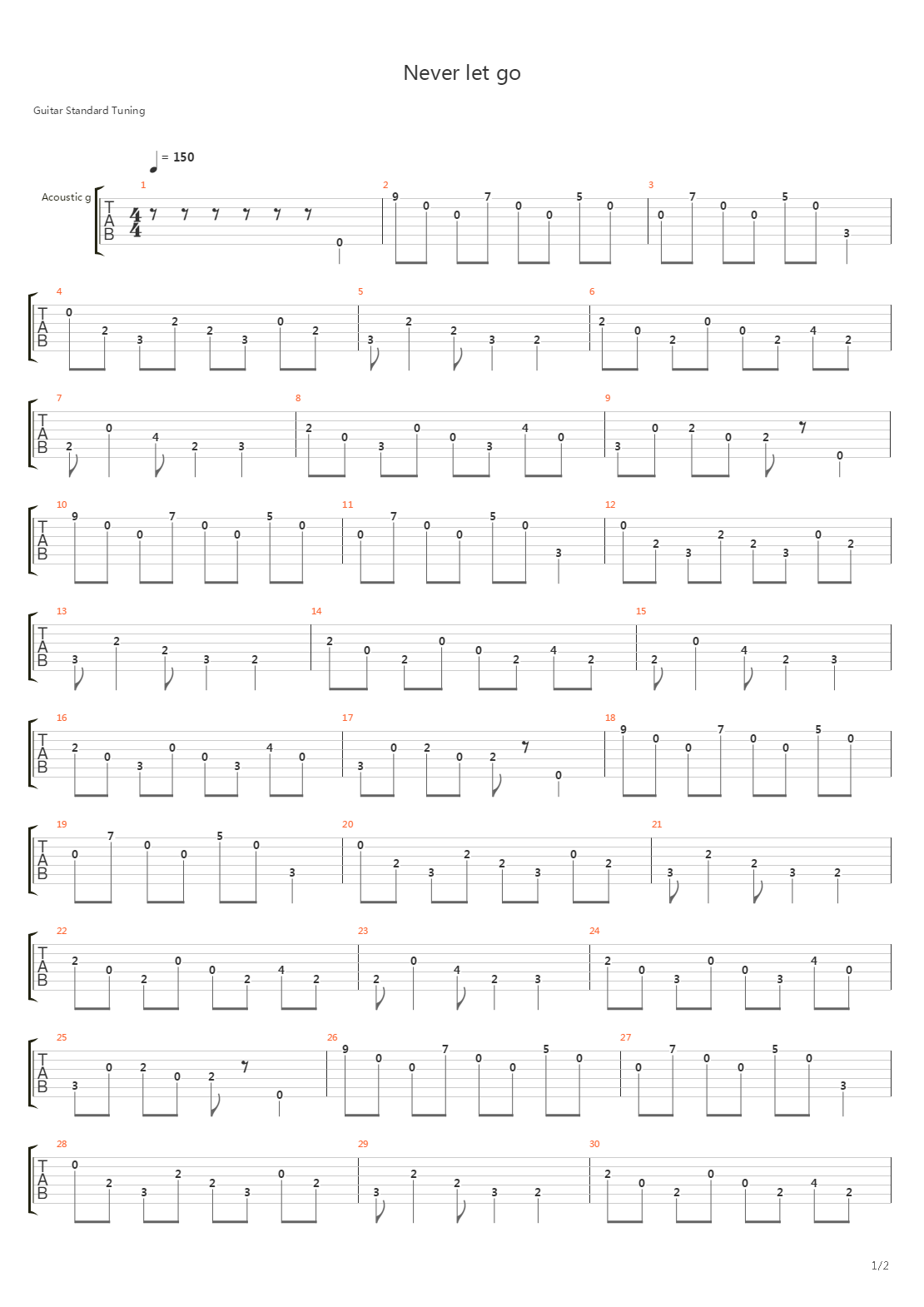 Never Let Go吉他谱