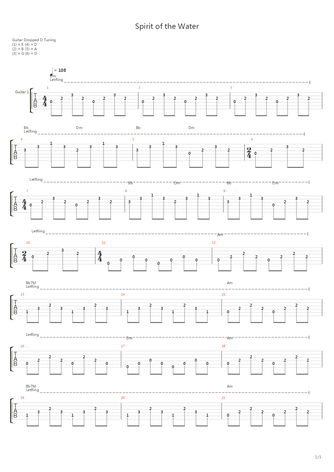 Spirit Of The Water吉他谱