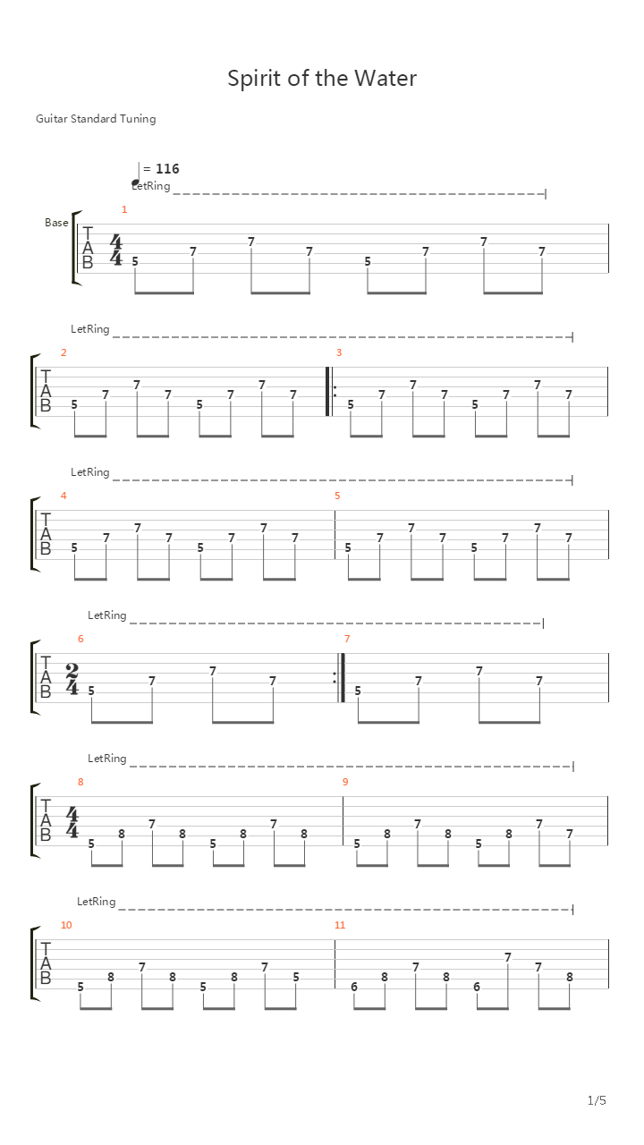 Spirit Of The Water吉他谱