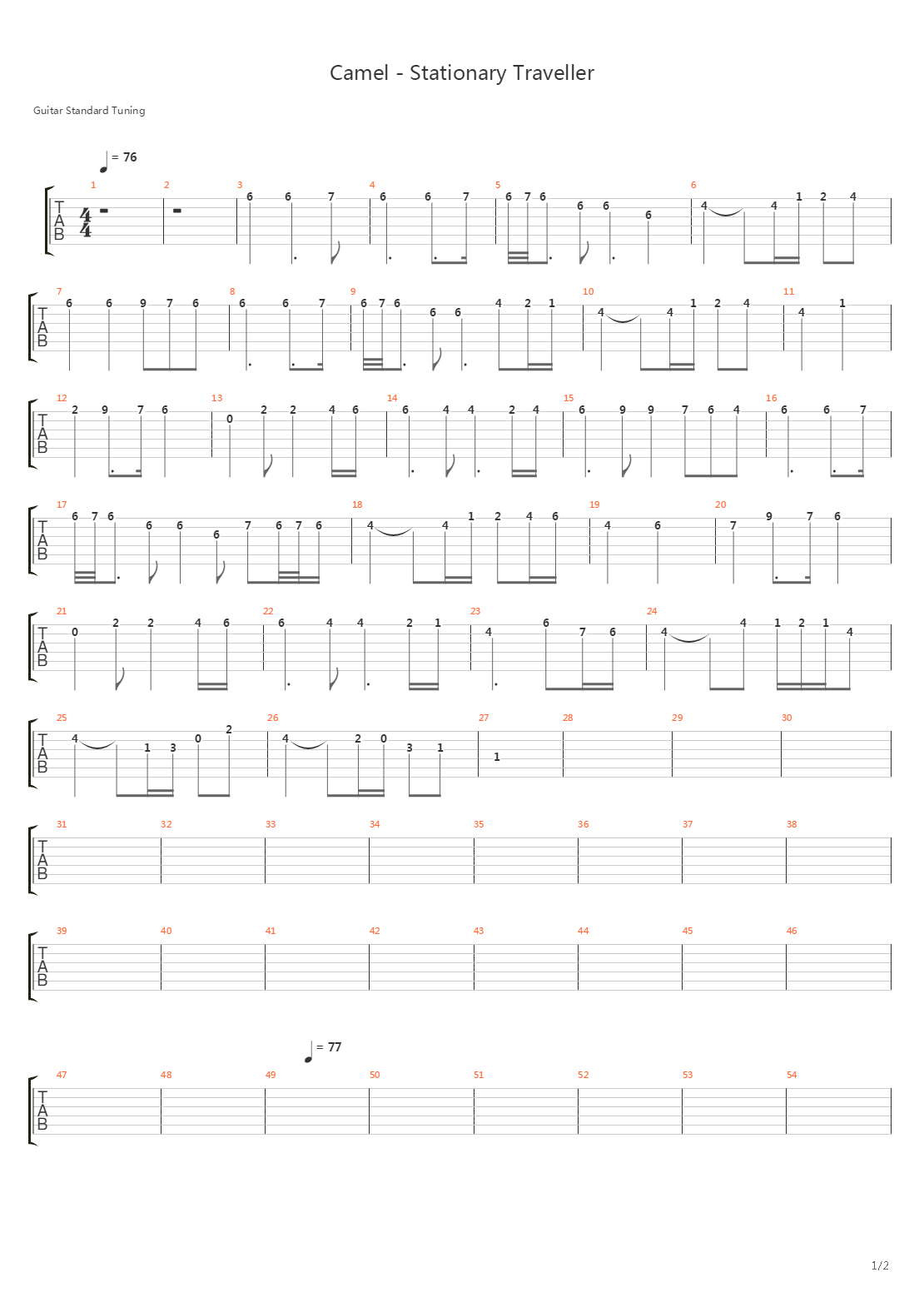Stationary Traveller吉他谱