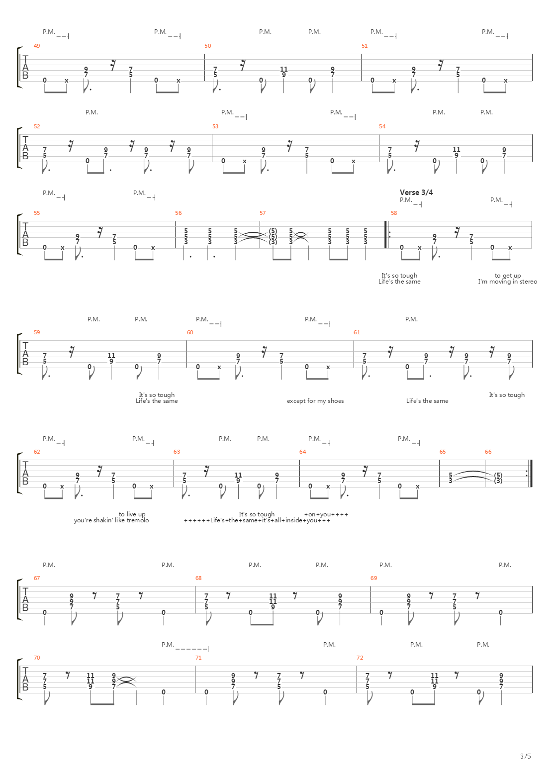 Moving In Stereo吉他谱