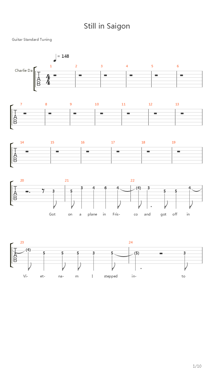 Still In Saigon吉他谱