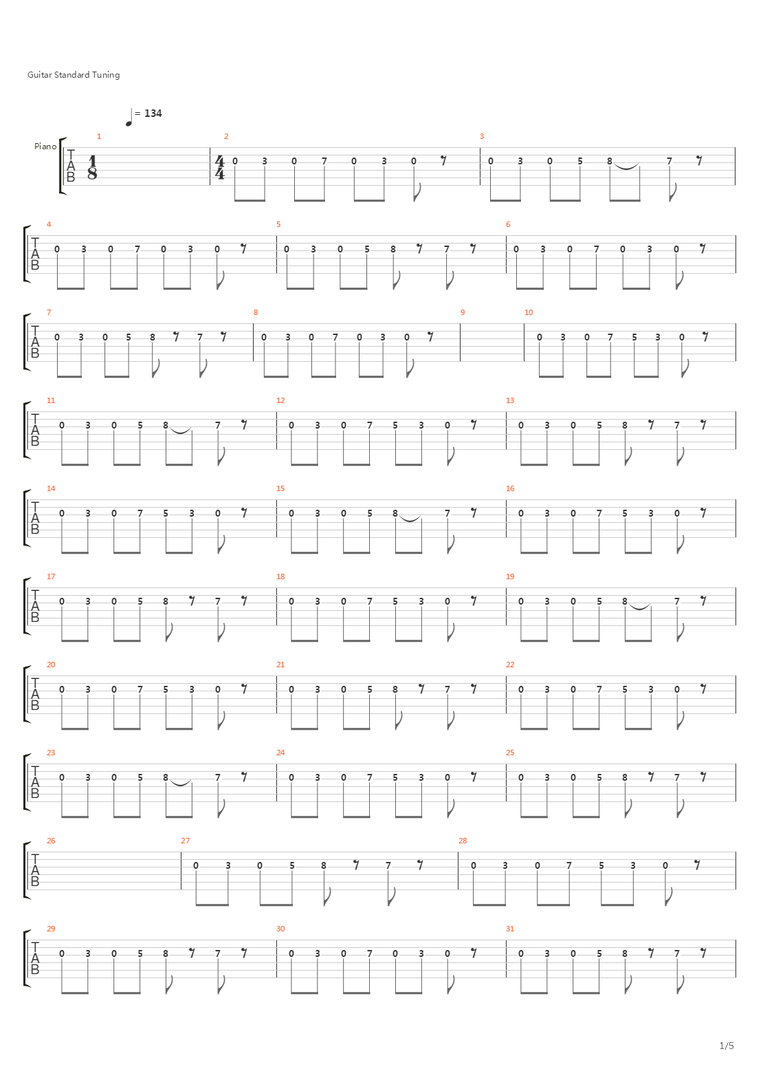 Running吉他谱