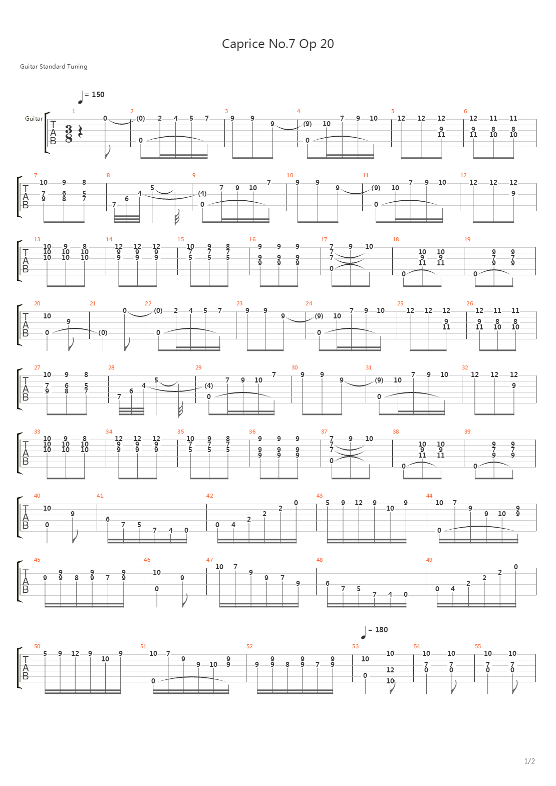 Caprice No7 Op 20吉他谱