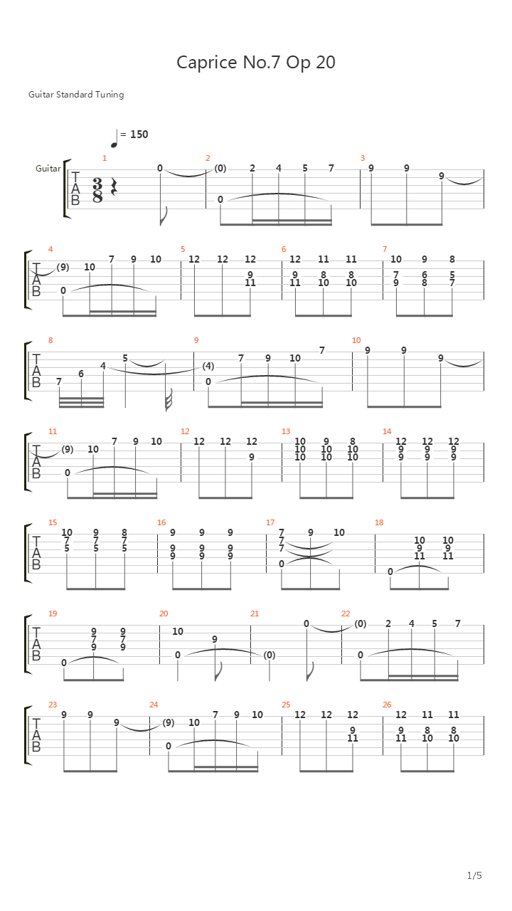 Caprice No7 Op 20吉他谱