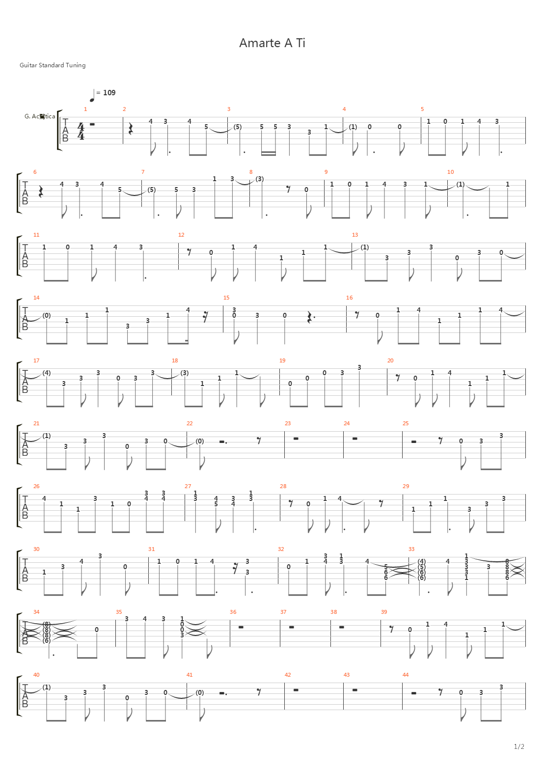 Amarte A Ti吉他谱