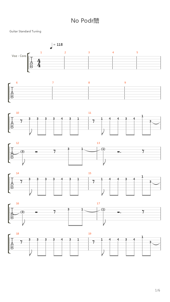 No Podras吉他谱