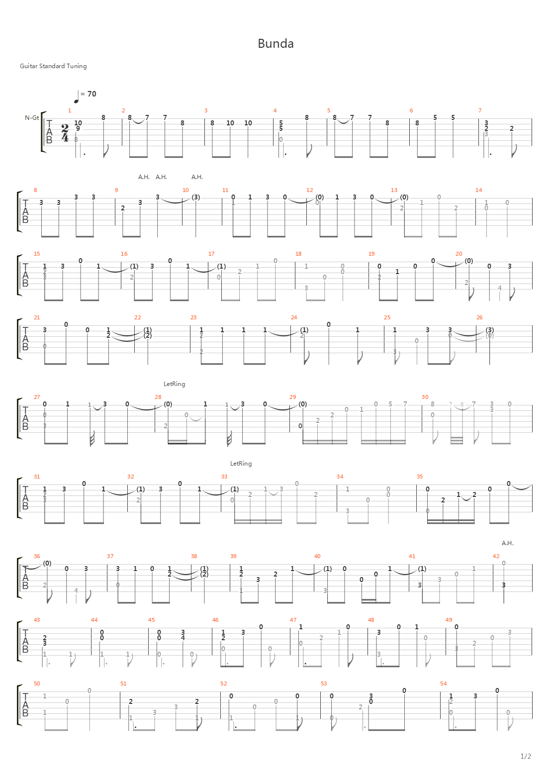 Bunda吉他谱